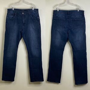 BRITCHES MENS NAVY BLUE JEANS ZIP CLOSURE 99% COTTON 38W, 36L